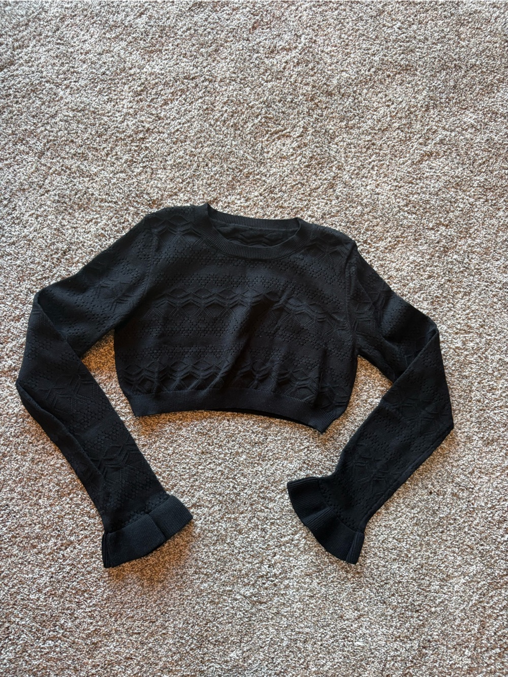 Black Ruffled Knit Sweater & Mini Short Set - Picture 2 of 7